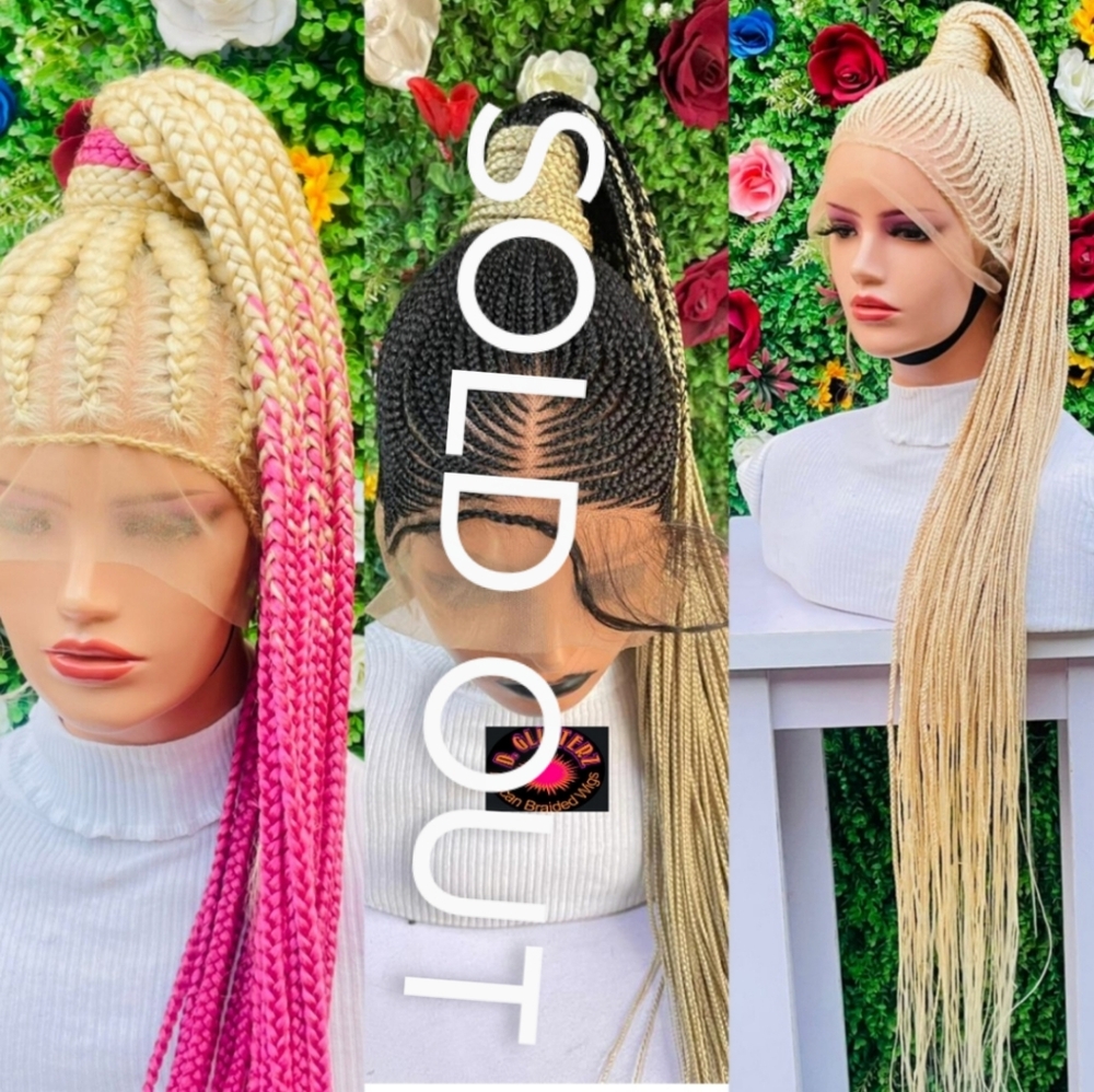 PONYTAIL BRAIDED WIGON FULL LACE CLOSURE. 613/Pink ,613